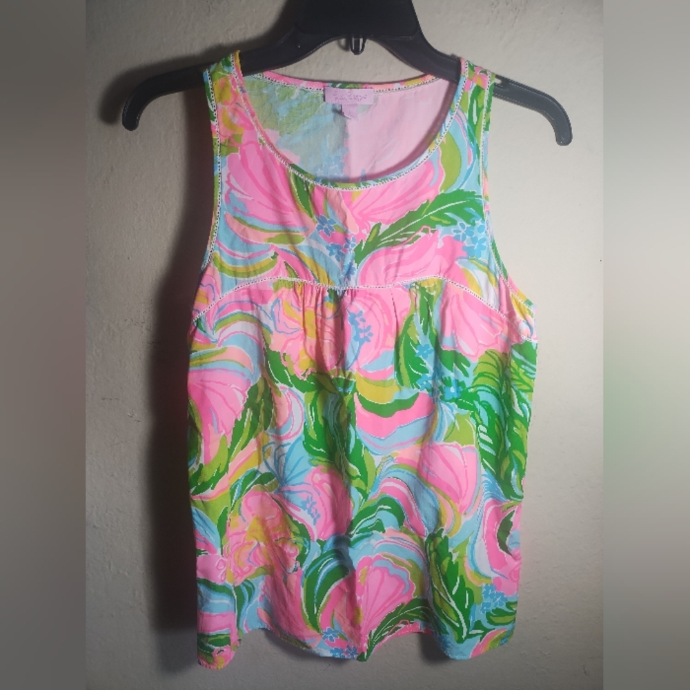 Lilly Pulitzer Top So A Peeling Flutter Tank Boho Peasant Coastal Tropical
